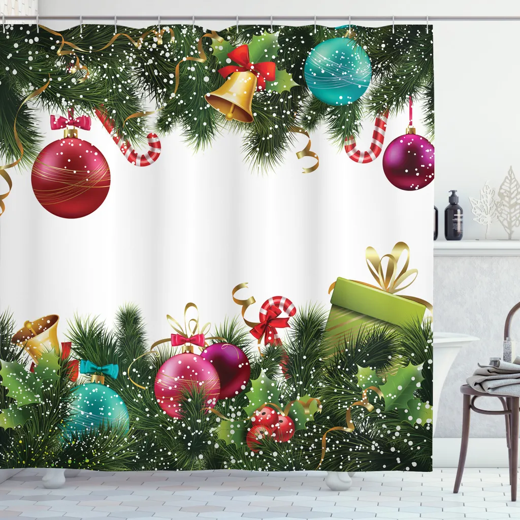 Offerta Tenda Doccia Natalizia ABAKUHAUS 175x240 cm Impermeabile