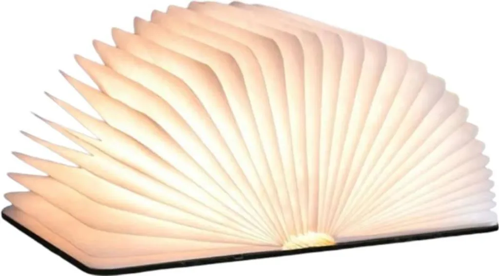 Gingko Book Light Grand Format 21,5 cm en Cuir Marron - Lampe Livre