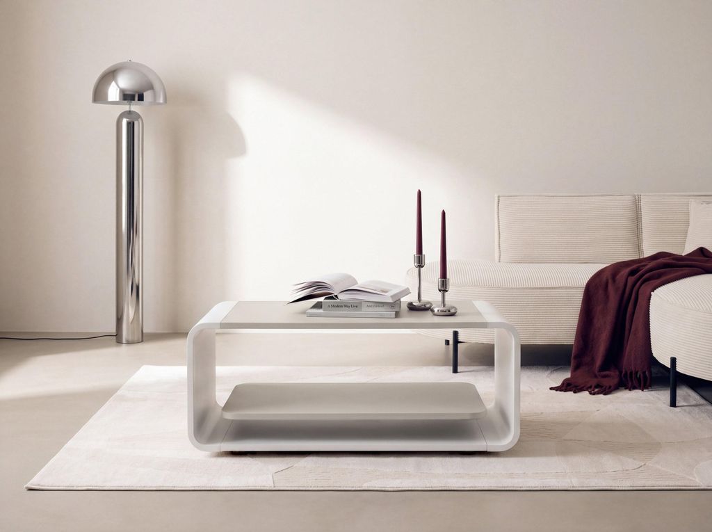Couchtisch 100 x 50 cm mit Schwebender Ablage in Kaschmir – Produktbild 