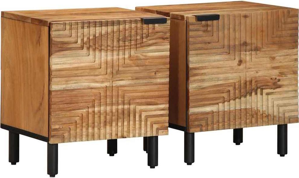 Nachttische 2 Stk. 40x33x46 cm Massivholz Akazie