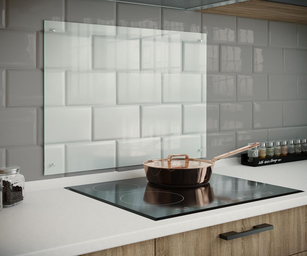 VCM Küchenrückwand Spritzschutz – ESG Hartglas 100 x 40 cm, Fliesenspiegel, Herdspritzschutz und Wandschutz für die Küche - Esilo