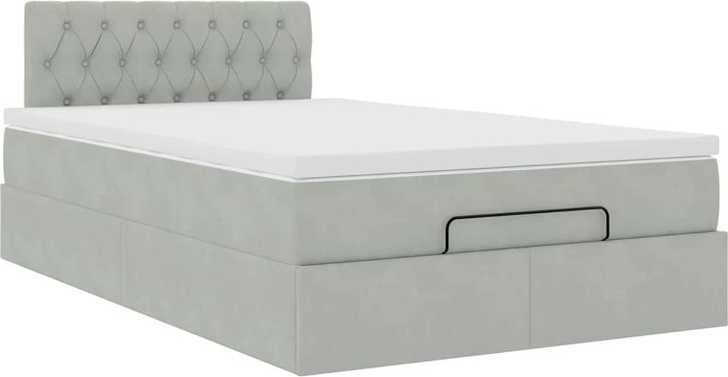 Ottoman-Bett mit Matratze Hellgrau 120x200 cm Samt
