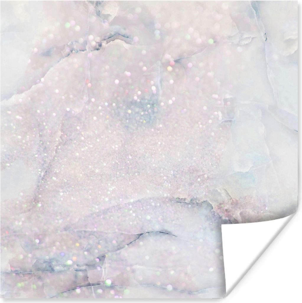 MuchoWow Poster Marmor - Glitter - Blau 75x75 cm - Wand Dekoration