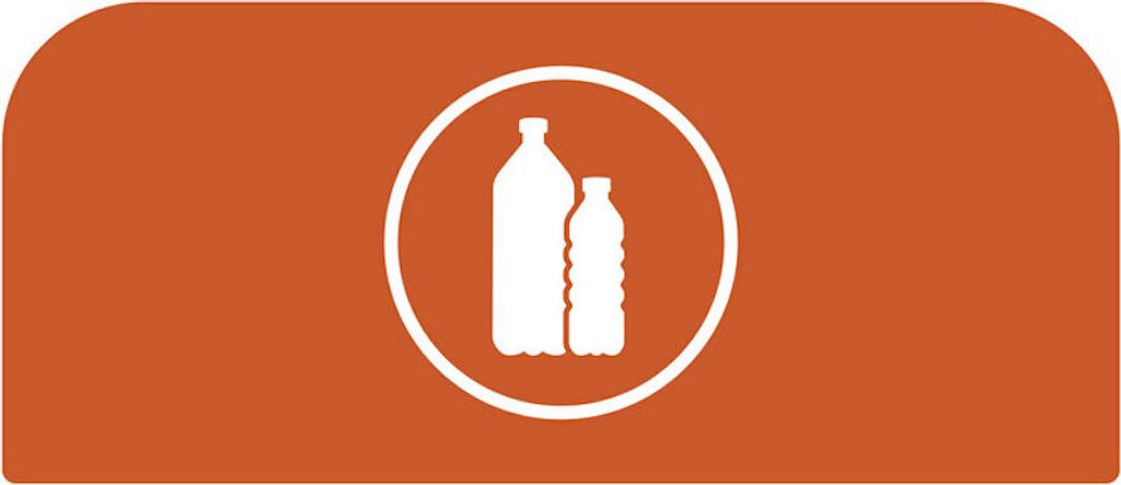 Hinweistafel aus verzinktem Stahl für Rubbermaid Recycling-Station Kunststoff | 57 Liter | Orange