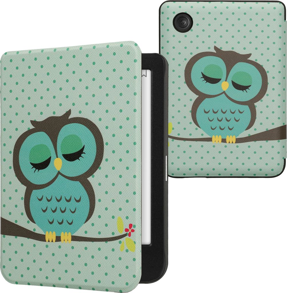 kwmobile Schutzhülle für Kobo Clara BW / Clara Colour / Tolino Shine (5) / Shine Color Hülle - eReader Flip Case mit Auto Sleep Funktion - Eule ...