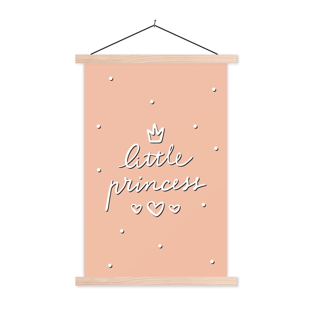 MuchoWow Textilposter Zitate - Baby - Kleine Prinzessin - Sprichwörter - Kinder - Kinder - Mädchen 120x180 cm mit holzfarbenen Rahmen - Textil-...