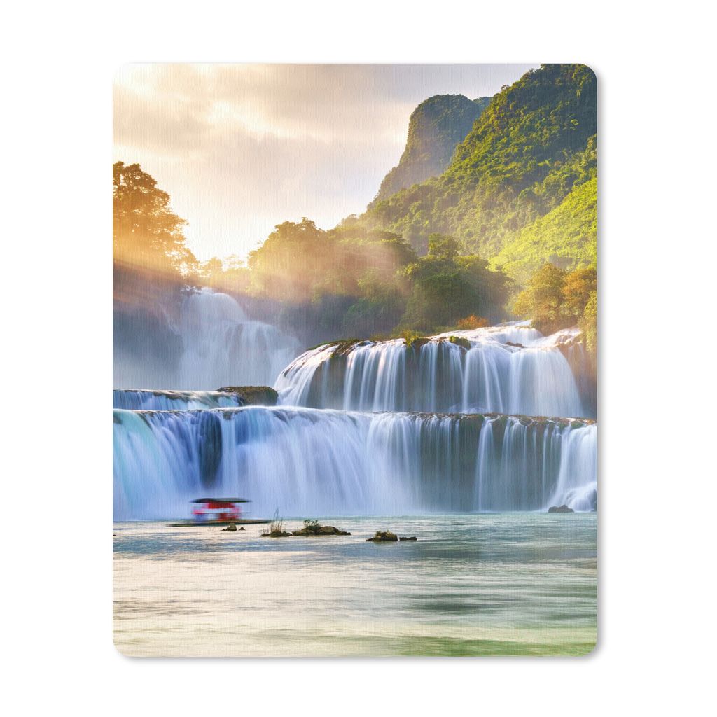 MuchoWow Mauspad Mousepad Wasserfall - Pflanzen - Sonne - Wasser - Natur 19x23 cm - Mousepads - Maus Mat - Pad - Mausunterlage - Mauspads - Spielen