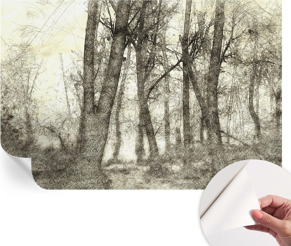 Selbstklebende Wandtapete - Dekorative Tapete für Wohnzimmer - Klebefolie für Wandbilder - Tapetenfolie für Wanddekoration - 104x70 cm - Waldmel...