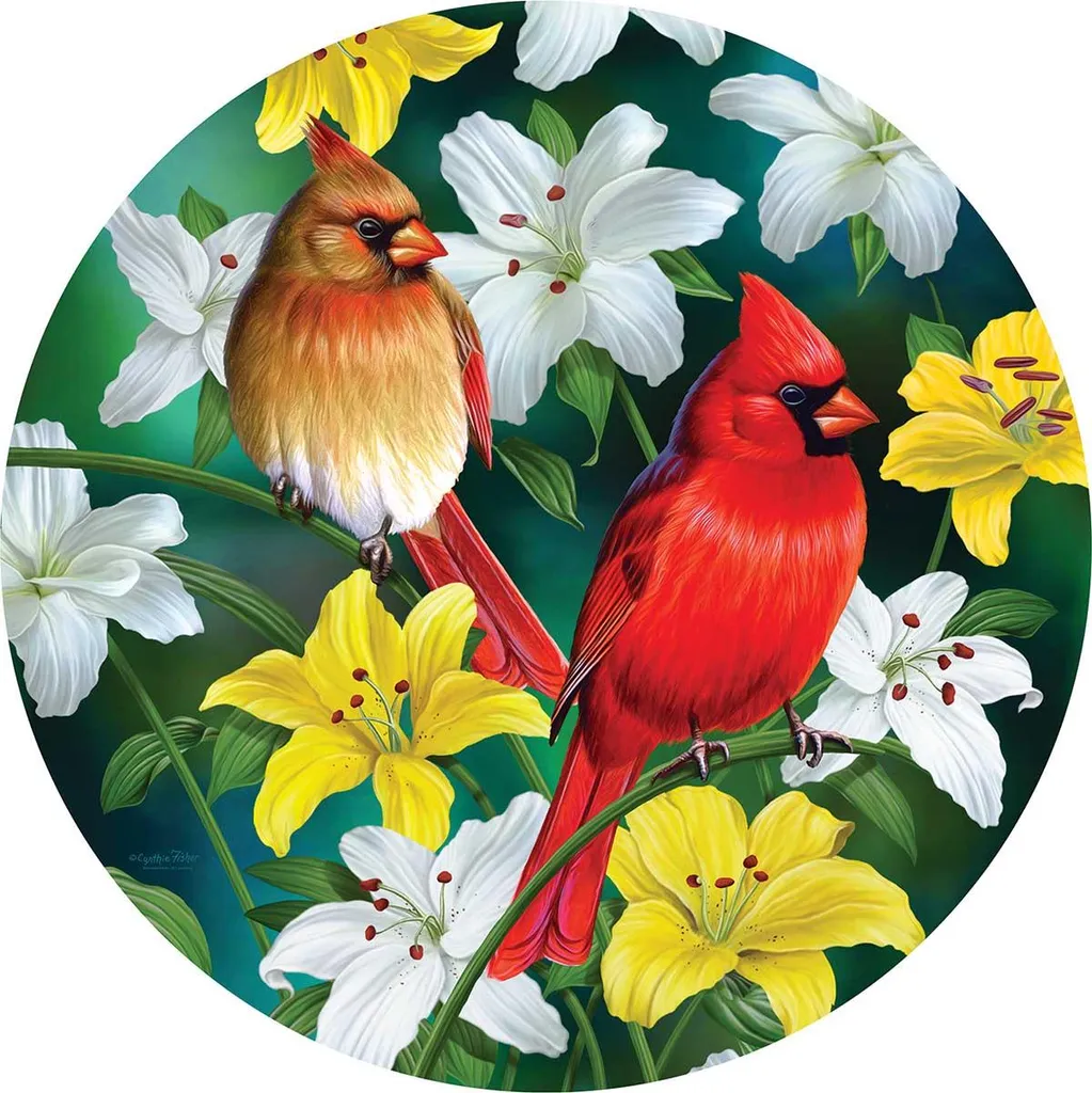 Puzzle 500 Pièces Grandes Tailles Cardinaux dans la ronde par SunsOut