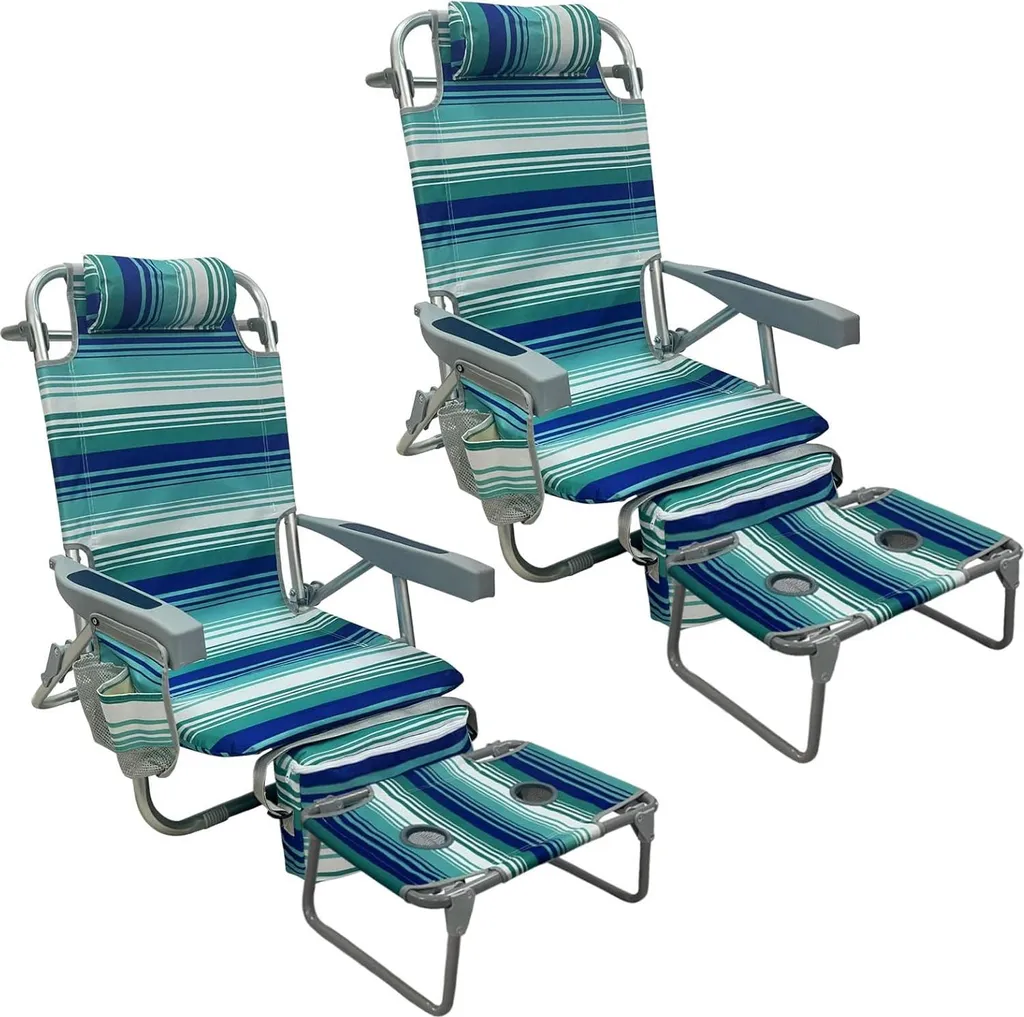 Set Outdoor 2 Pezzi: Sdraio Pieghevoli Blu, Tavolino e Comparto Termico