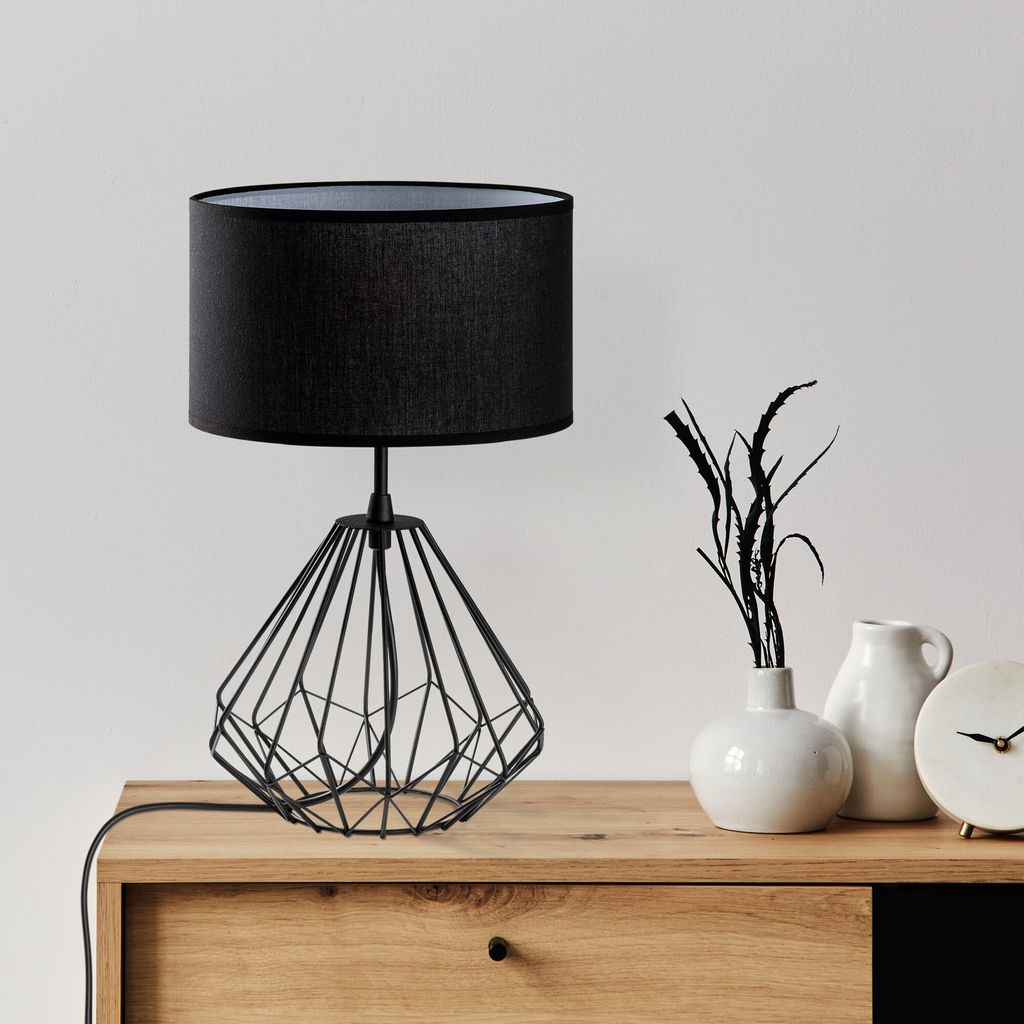 Opviq, Diamond - S-705, Tischlampe, Schwarz, METALLKÖRPER, 25 x 25 x 43 cm