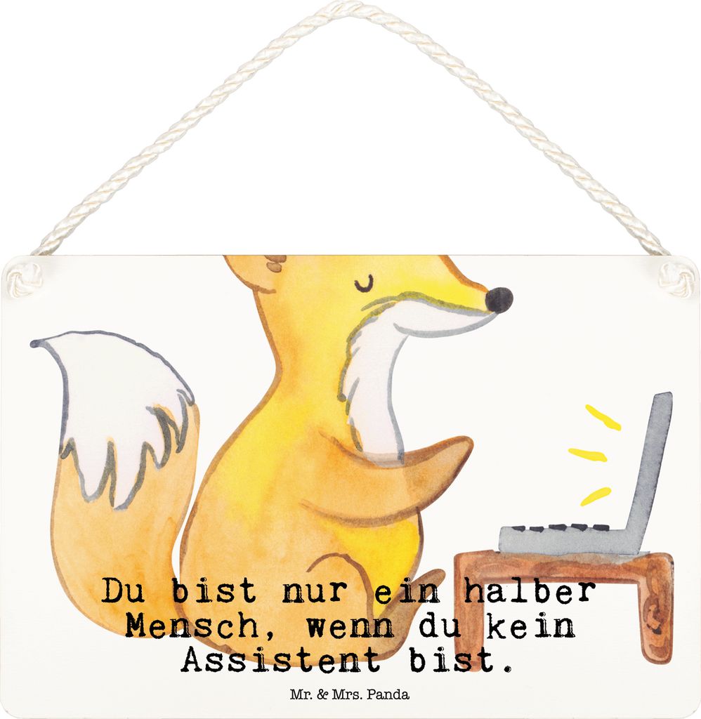 Mr. & Mrs. Panda wandtafel Assistent Herz DIN A6 - Weiß - Geschenk, Holzschild, Schild, kleine aufmerksamkeit, Türschild, holzbild, Wandbild Holz
