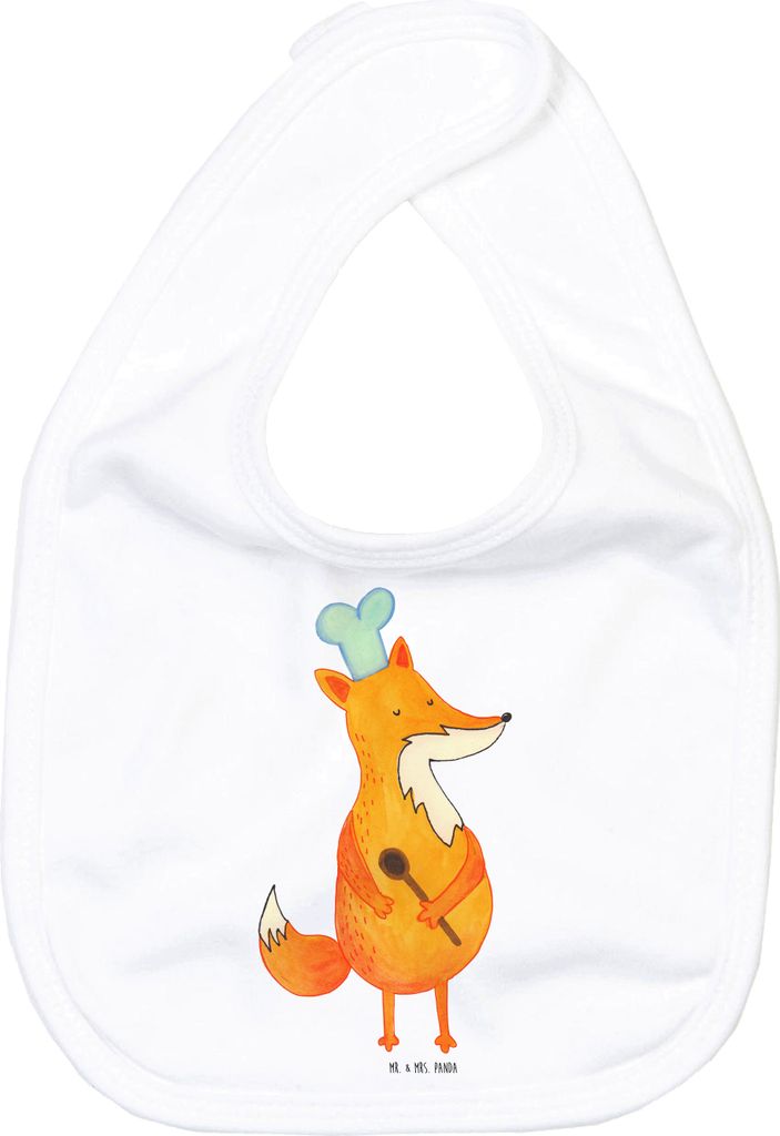 Mr. & Mrs. Panda Lätzchen Fuchs Koch - Weiß - Geschenk, Schlabberlatz, Für Babys, Babylätzchen, Bäcker, Kinderlätzchen, Hungrig, Abendessen, ...