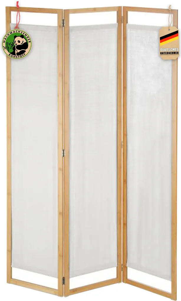 Cloison amovible Tennessee pour bureau et salon bambou 3 sections
