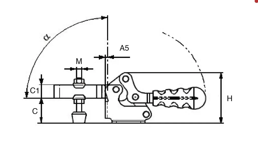 Sauterelle à serrage vertical PIHER M10 237U 56054 avec levier horizontal - 5