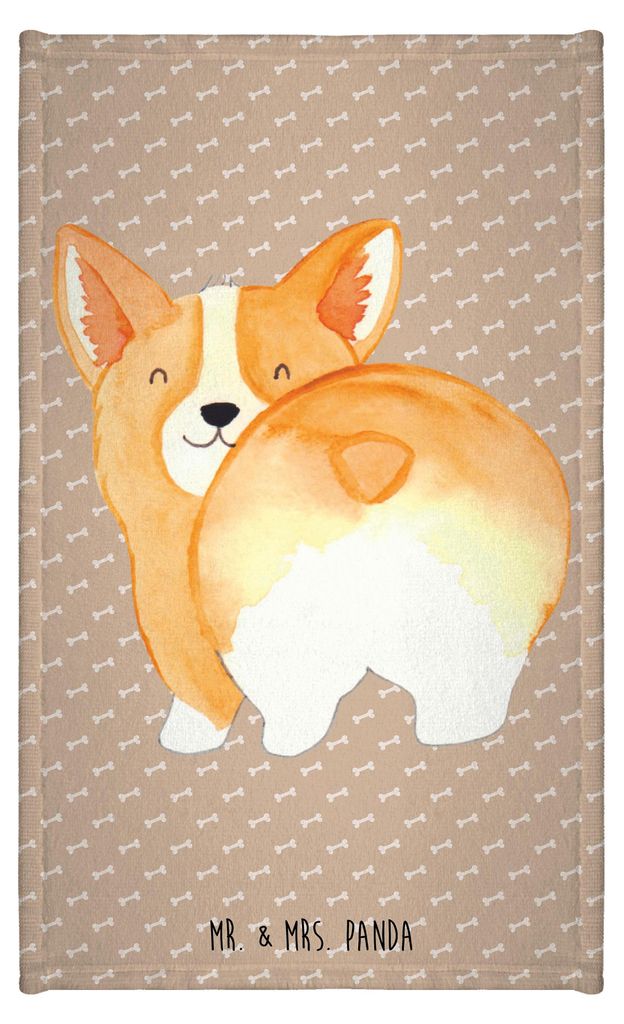 Mr. & Mrs. Panda Frotteehandtuch Corgi Po - Hundeglück - Geschenk, Kleines Handtuch, Hund, Gäste-WC, Süß, Sprüche, Klein, Frotteetuch, Corgie