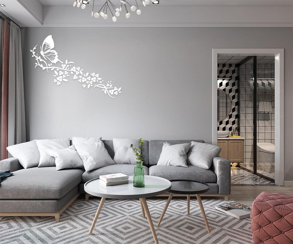BUTTERFLY - Wandaufkleber Wandsticker aus Vinyl 55x135 cm Weiß