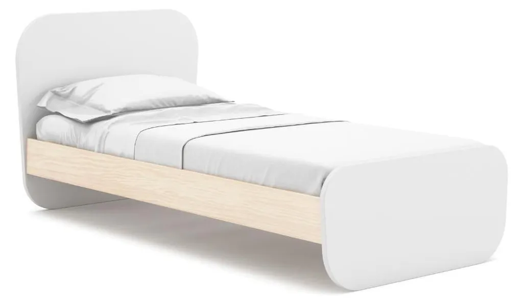 CALICOSY SIMON Lit 90x190 cm à formes arrondies pour enfant - Blanc