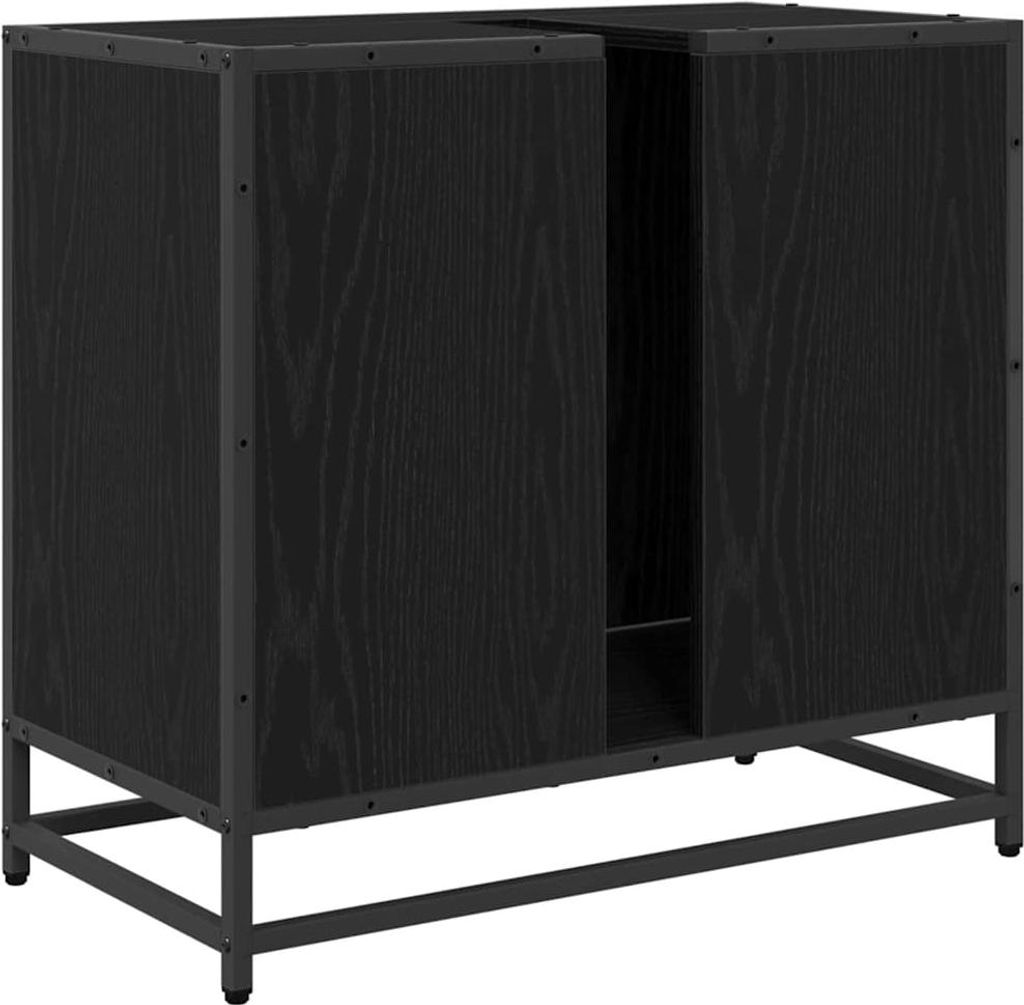 Waschbeckenschrank mit Tür Schwarz Eichen-Optik 65 x 33 x 60 cm