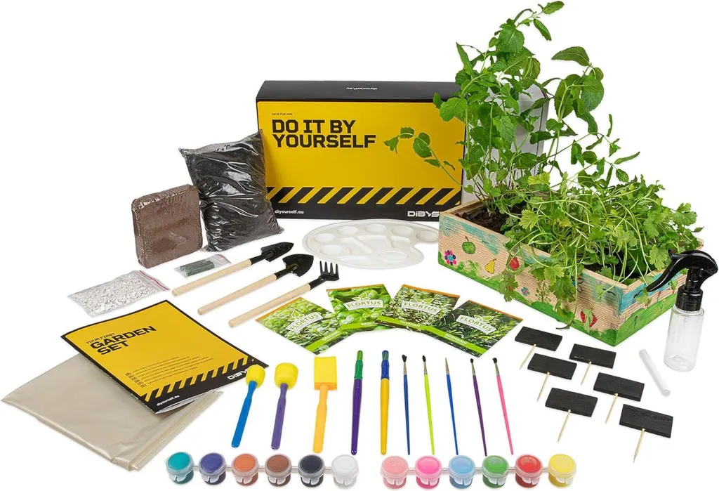 Kit jardinage complet enfants avec graines herbes et outils bois - 12 pcs