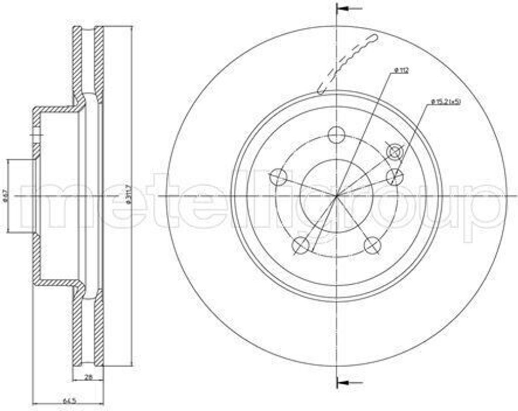 2x METELLI Bremsscheibe 23-0602C passend für MERCEDES-BENZ CLS (C219) 64 5mm