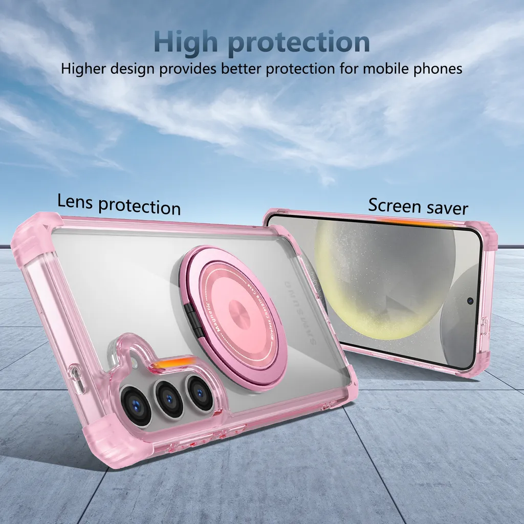Custodia S25 FE Rosa Trasparente: Stile MagSafe e Supporto Chic - 8