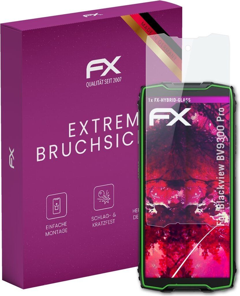 atFoliX FX-Hybrid-Glass Displayfolie kompatibel mit Blackview BV9300 Pro Glasfolie