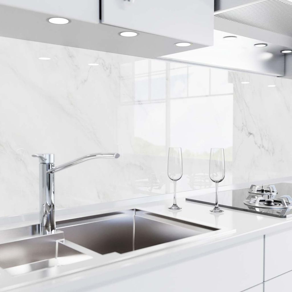 Küchenrückwand Folie - Weisser Marmor 350 x 60 cm