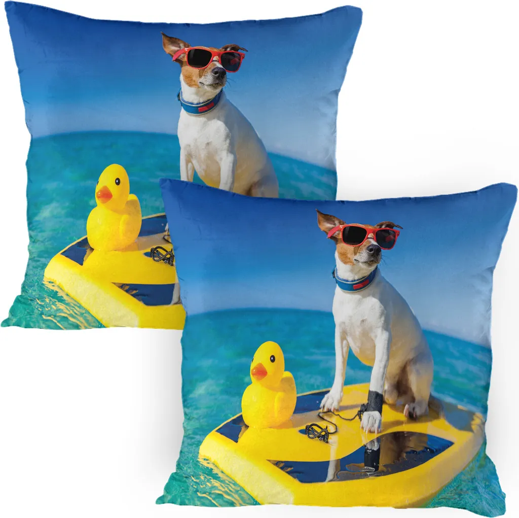 Set Federe 80x80 ABAKUHAUS Dog Surf - Arredo Multicolore