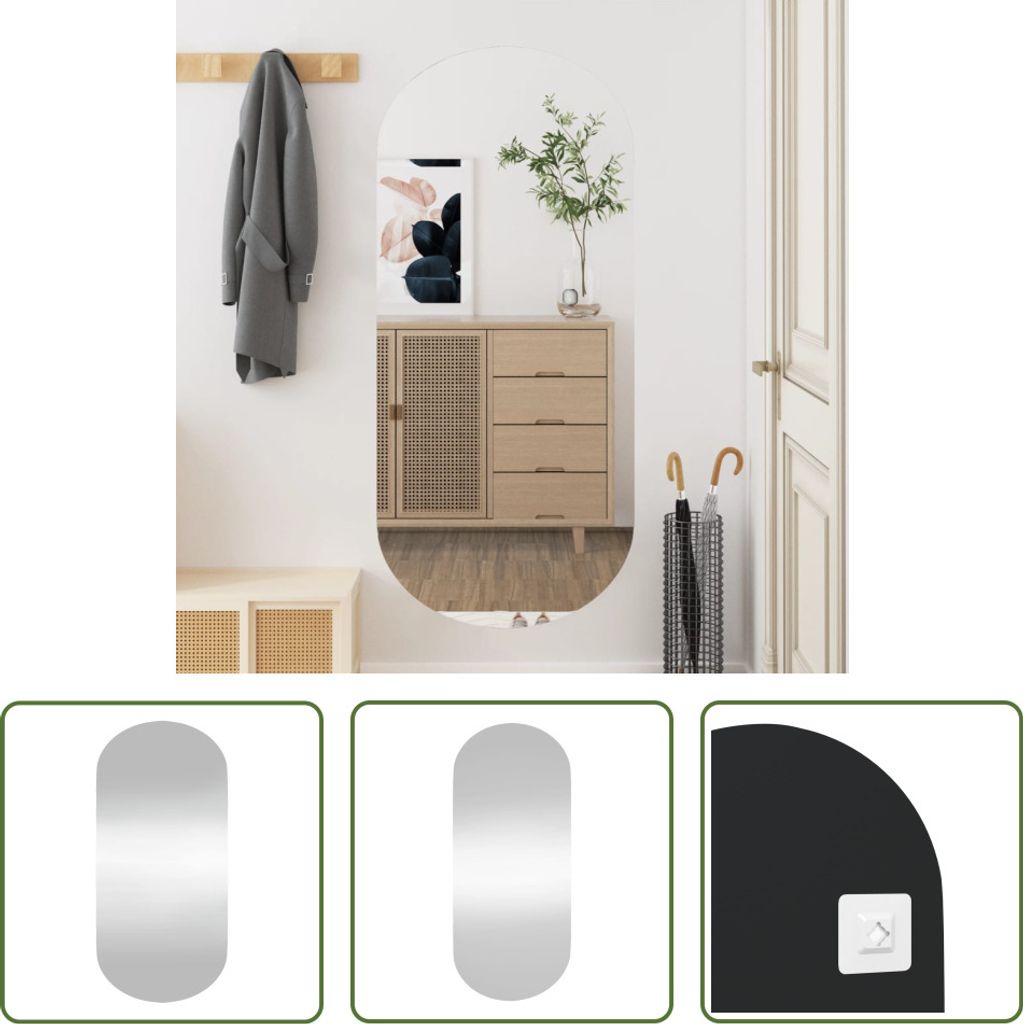 The Living Store Wandspiegel 45x100 cm Glas Oval