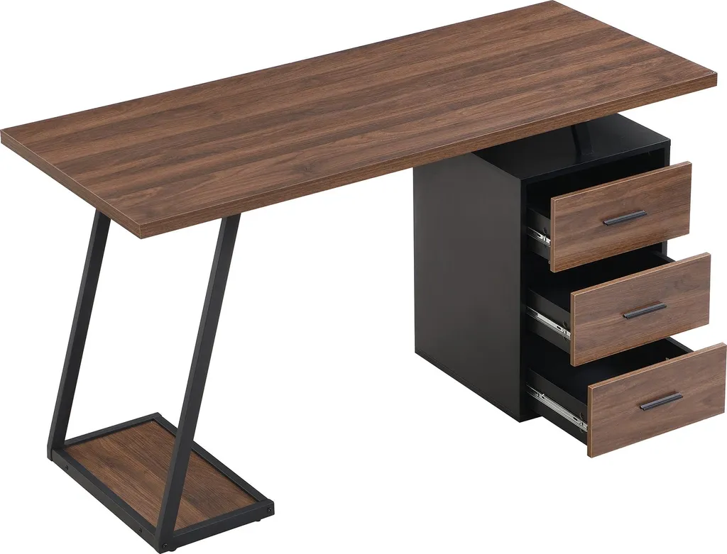 Table d'ordinateur de Bureau avec Rangements en Bois Style Industriel - 9