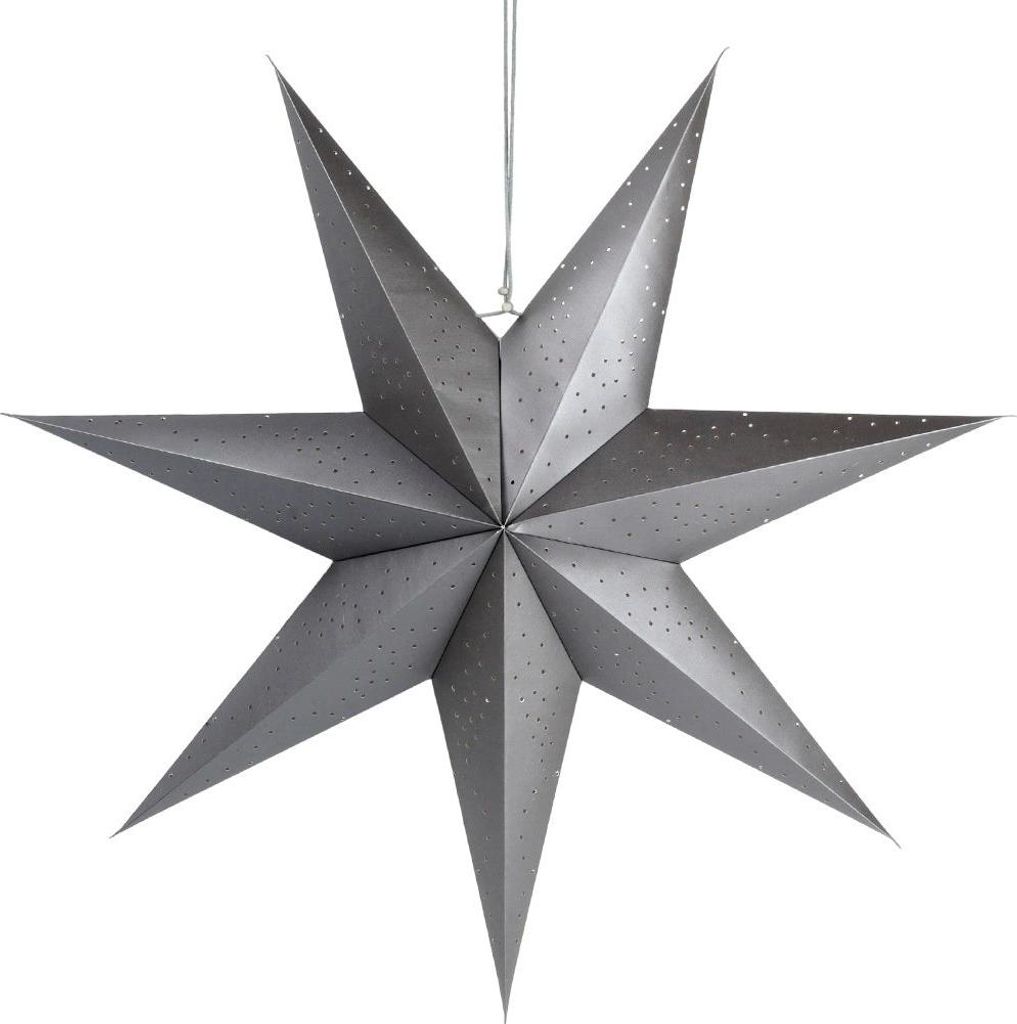 Dekorativer grauer Papierstern, 75 cm, durchbrochenes Design