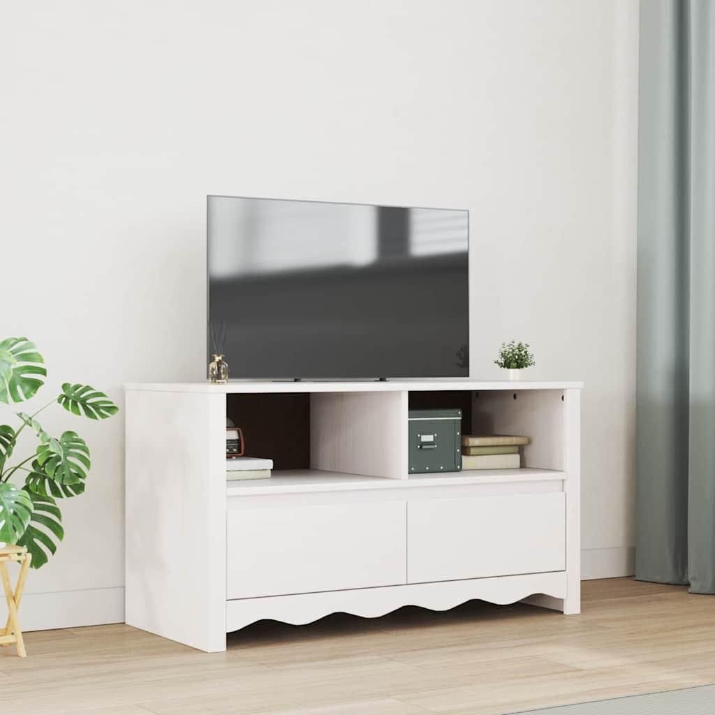 Maison Exclusive - TV-Schränk Drammen Weiß 99 x 43 x 55 cm Massivholz Kiefer