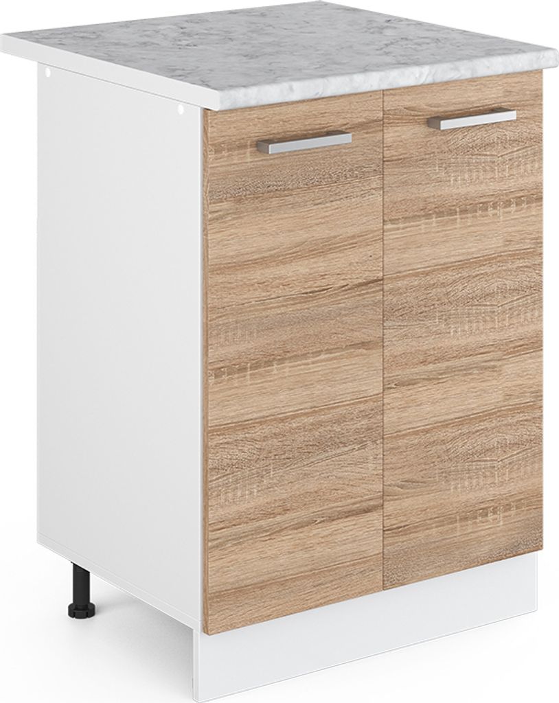 Unterschrank Vicco R-Line Sonoma 60 cm mit Türen, mit Arbeitsplatte, Model 41744