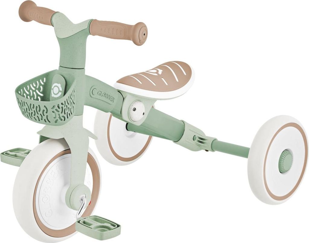 GLOBBER LEARNING TRIKE 2in1 PLUS ECO – Dreirad und Laufrad für Kinder, 8/7 Zoll, TPR-Sattel höhenverstellb, salbei grün