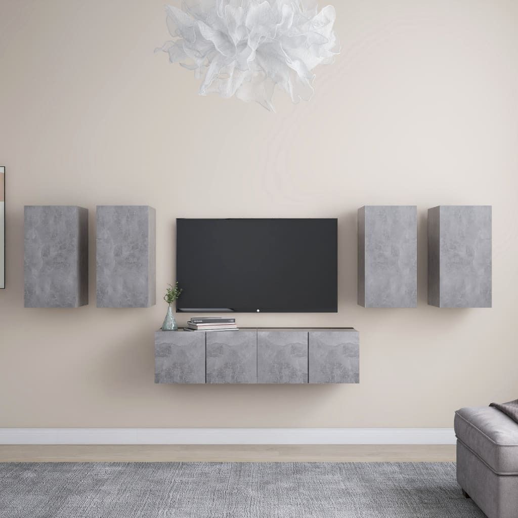 Maison Exclusive - 6-tlg. TV-Schrank-Set Betongrau Holzwerkstoff