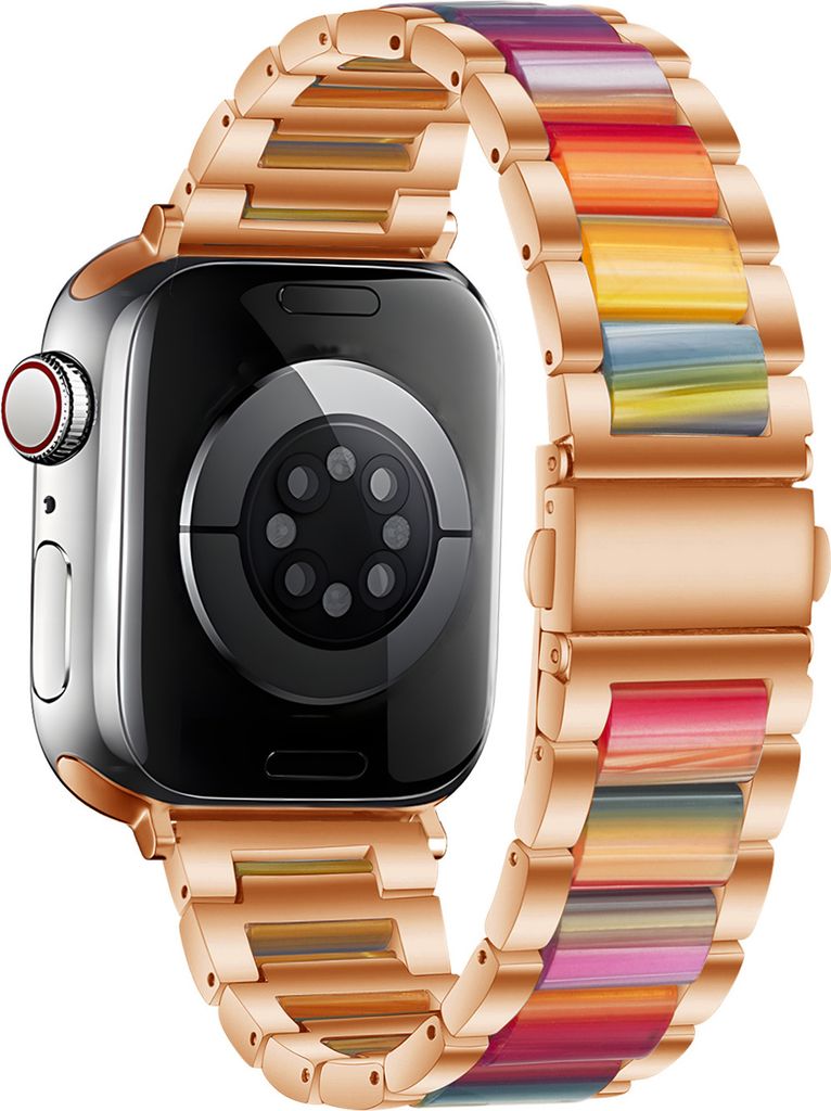 Strap-it Apple Watch Stahl-Harzarmband (Roségold/Bunt) - Produktbild 