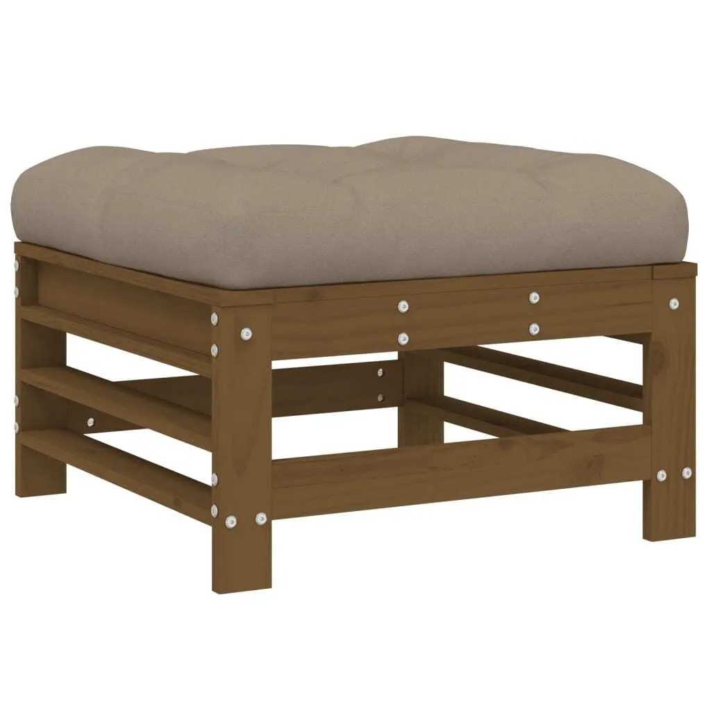Poggiapiedi da Giardino Marrone Miele in Legno Massiccio con Cuscino - 1