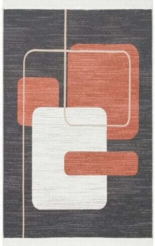 Tapis de Salon Kilim Arya 36 Noir/Terra 120x180 - Style Berbère Chic