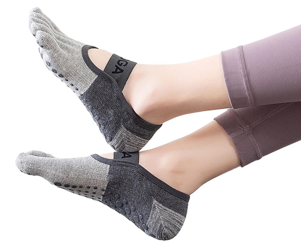 1 Paar Damen-Yogasocken, rutschfeste Sohle, Zehensteg, Ballett-Stil, Studio-Trainingssocken, elastische Schuhe