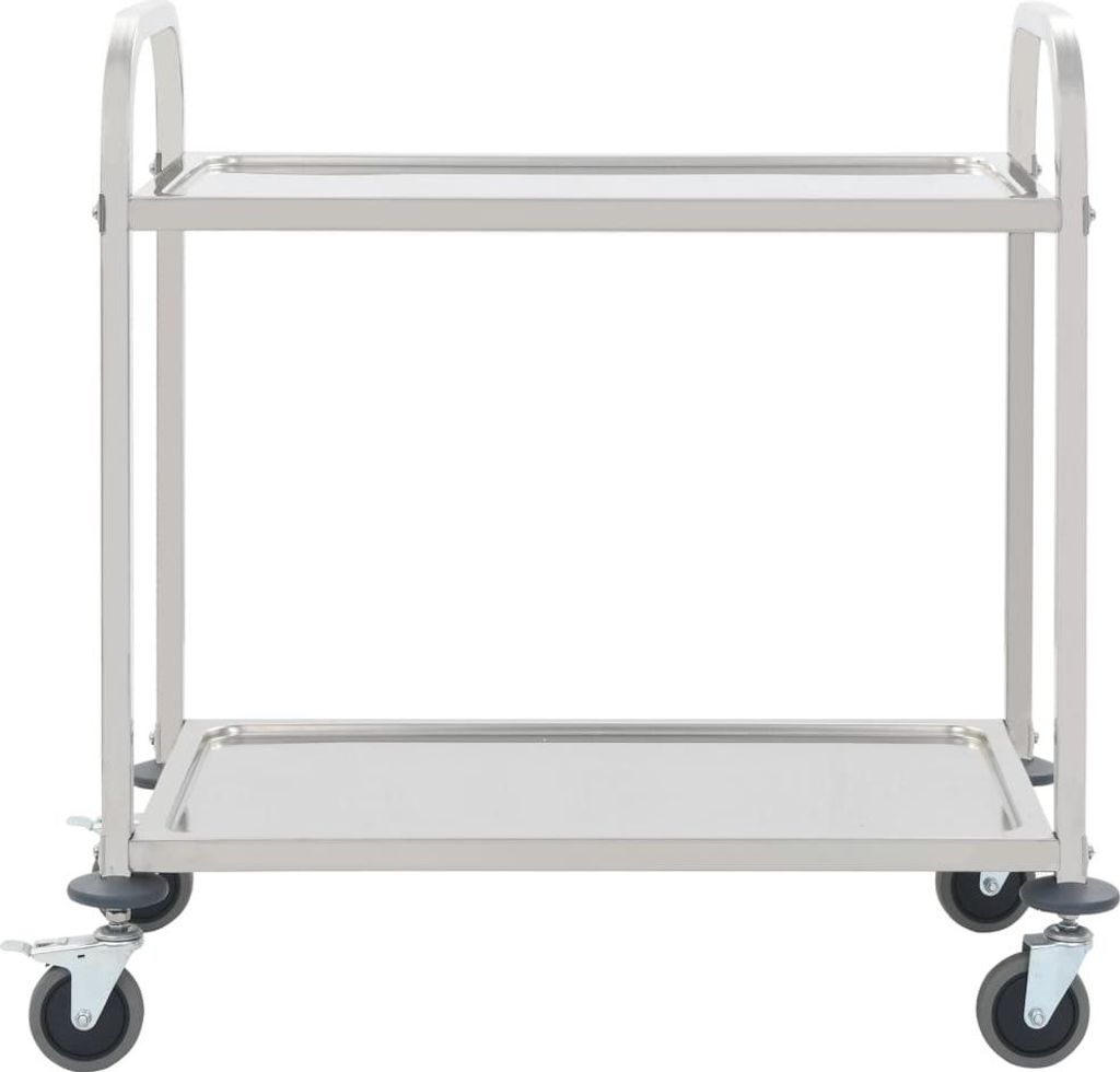 vidaXL 2-Stufiger Servierwagen 96,5 x 55 x 90 cm Edelstahl