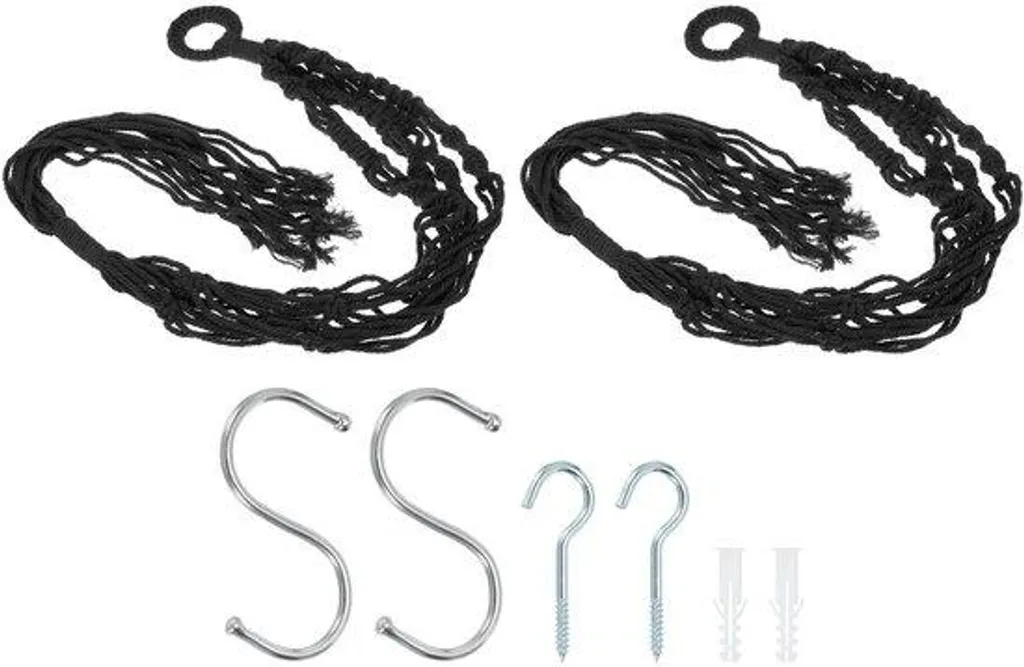 Suspension plante macramé noir lot de 2 porte-pot suspendu fait main