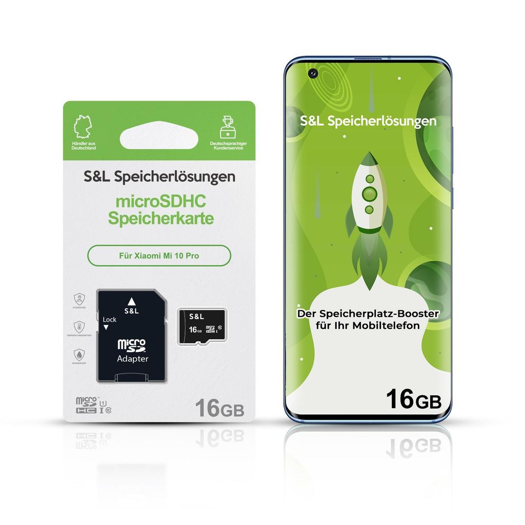 microSD Speicherkarte S&L für Xiaomi Mi 10 Pro - Speicherkapazität: 16 GB