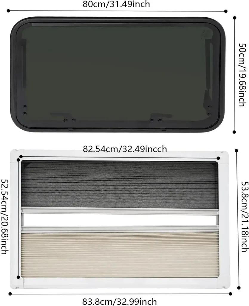 Baie projetable pour fourgon et camping-car avec combiné store noir 12V - 2
