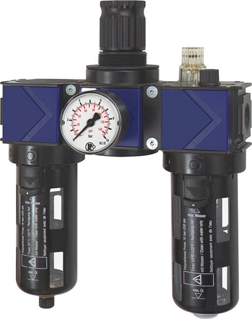 Riegler Wartungseinheit 3-tlg. »variobloc« PC-Beh., Schutzkorb, BG2, G1/2