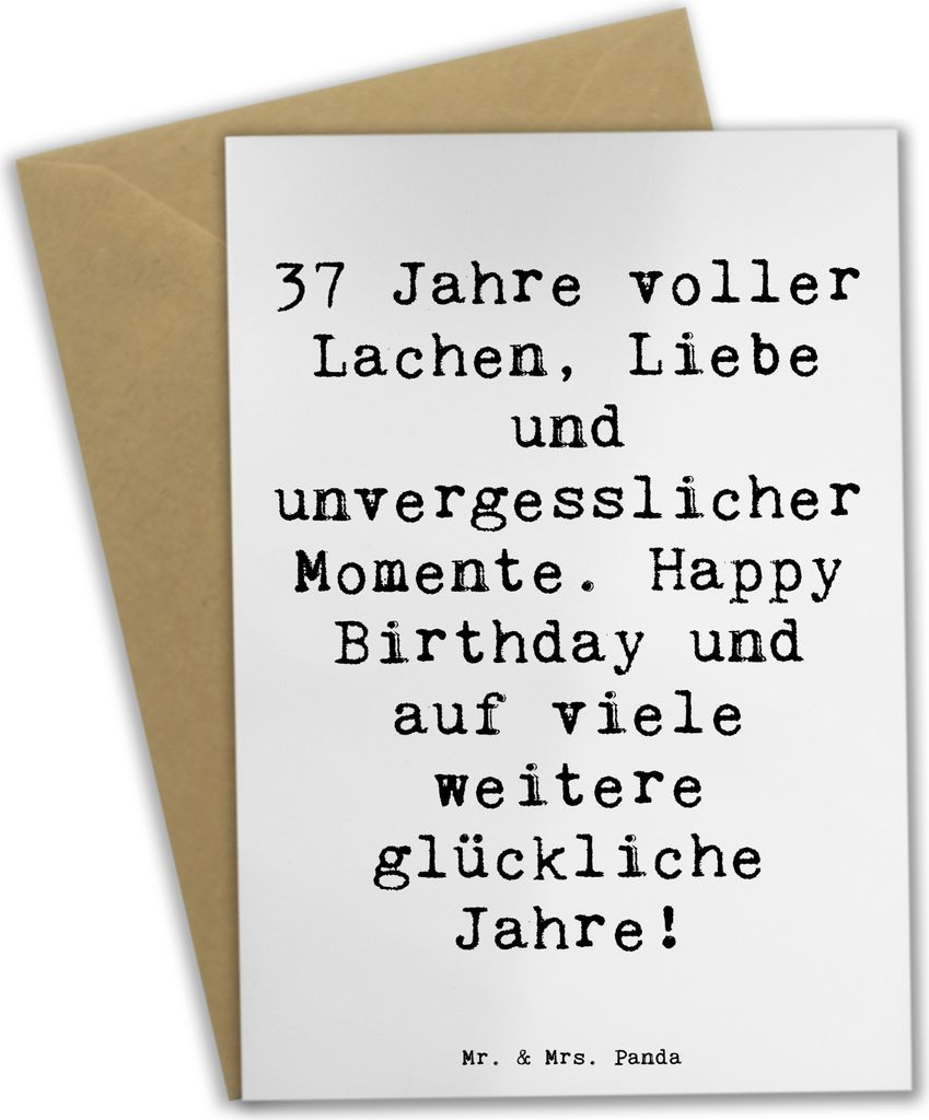 Mr. & Mrs. Panda babykarte Spruch 37. Geburtstag - Weiß - Geschenk, Freude, einladungskarten, Happy Birthday, Grußkarte, Grußkarten, weihnachtsk...