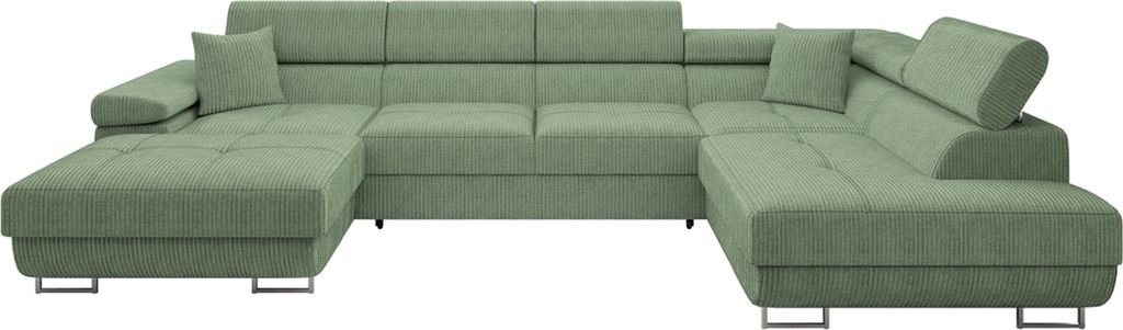 MIRJAN24 Wohnlandschaft Torezio Bis Cord, Stilvoll Eckcouch mit Bettkasten und Schlaffunktion, Einstellbare Kopfstützen, 346x203x70-90 cm (Farbe: ...