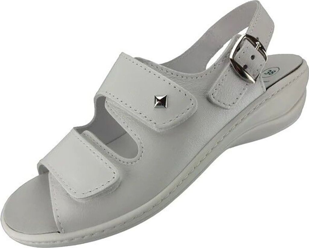 Algemare 2486 Sandaletten aus Leder für Damen Weiß (Größe: 41)