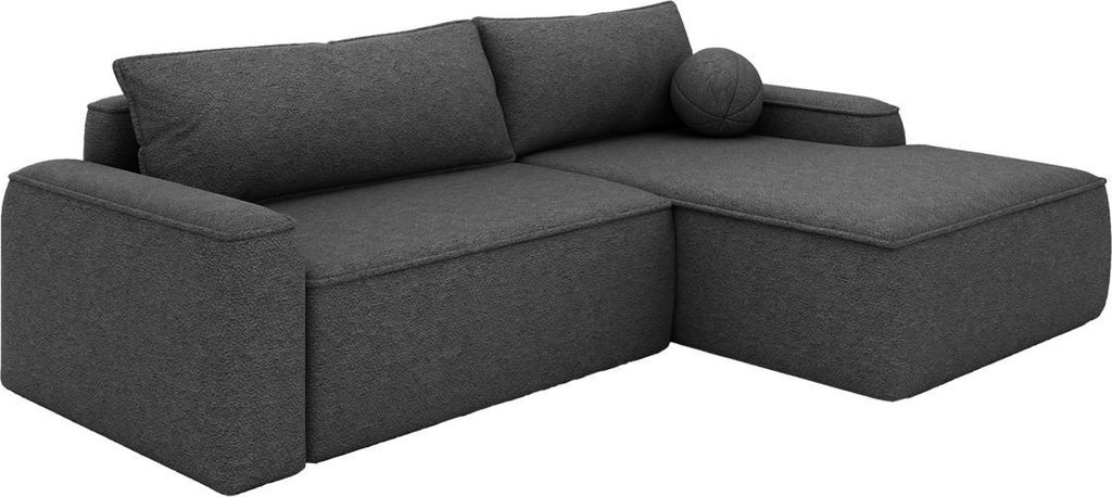 FEDVE Ecksofa OTATTI aus Bouclé-Stoff mit Schlaffunktion, Graphit