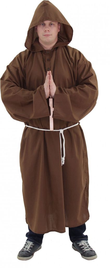 A person wearing a monk costume.